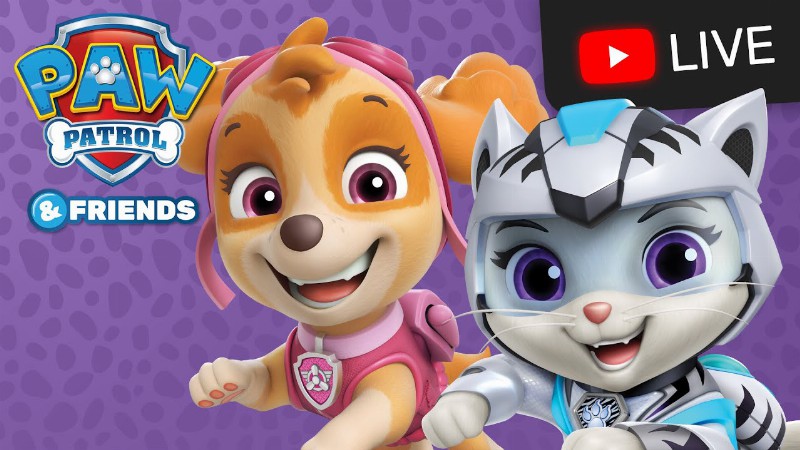 image 0 🔴 Cat Pack Paw Patrol Mighty Pups Rescue Episodes Live Stream! : Cartoons For Kids